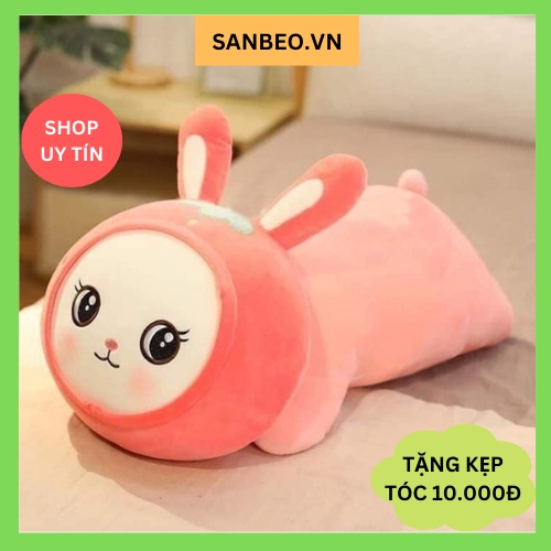 Gấu bông thỏ nằm siêu cute đáng yêu , thỏ hồng đồ chơi cho bé kich thước 40 cm - SANBEO.VN