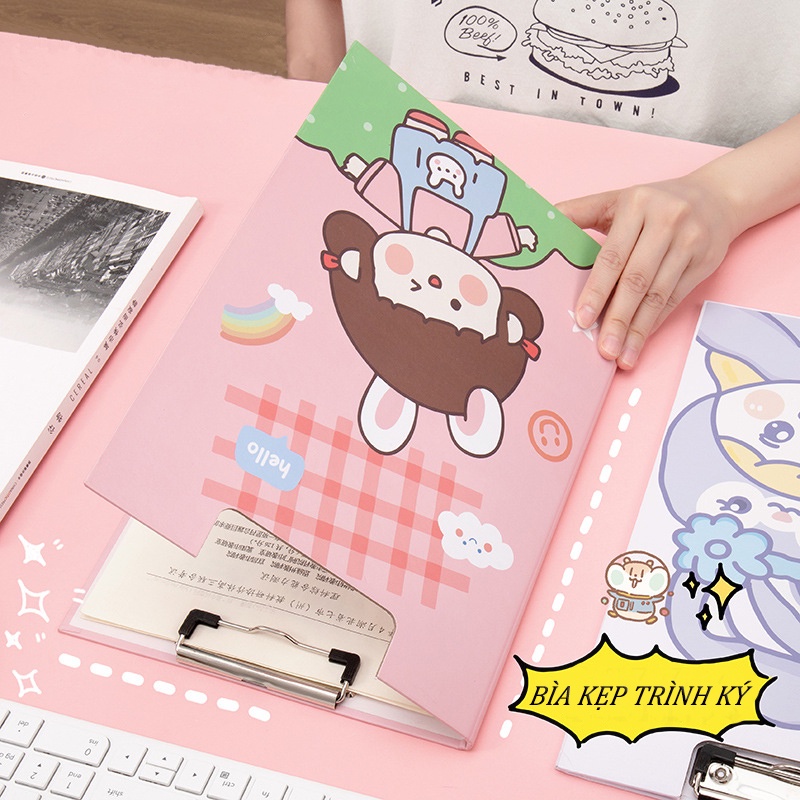 Bìa Kẹp Tài Liệu, Kẹp Giấy A4, Bìa Trình Ký Đa Dạng, Hoạ Tiết Cute