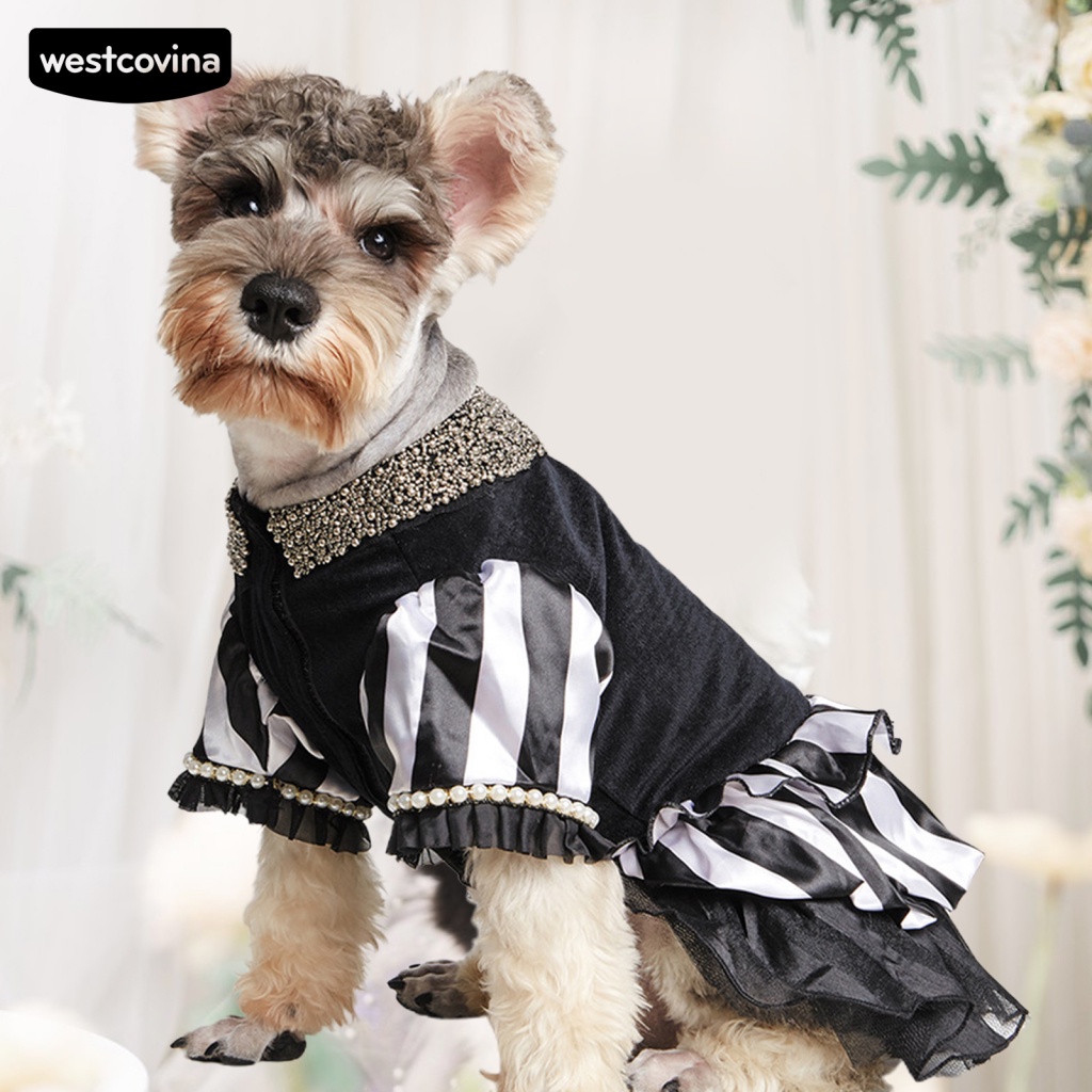 Đầm Đính Ngọc Trai Nhân Tạo Màu Sắc Tương Phản Đáng Yêu Cho Cún Cưng