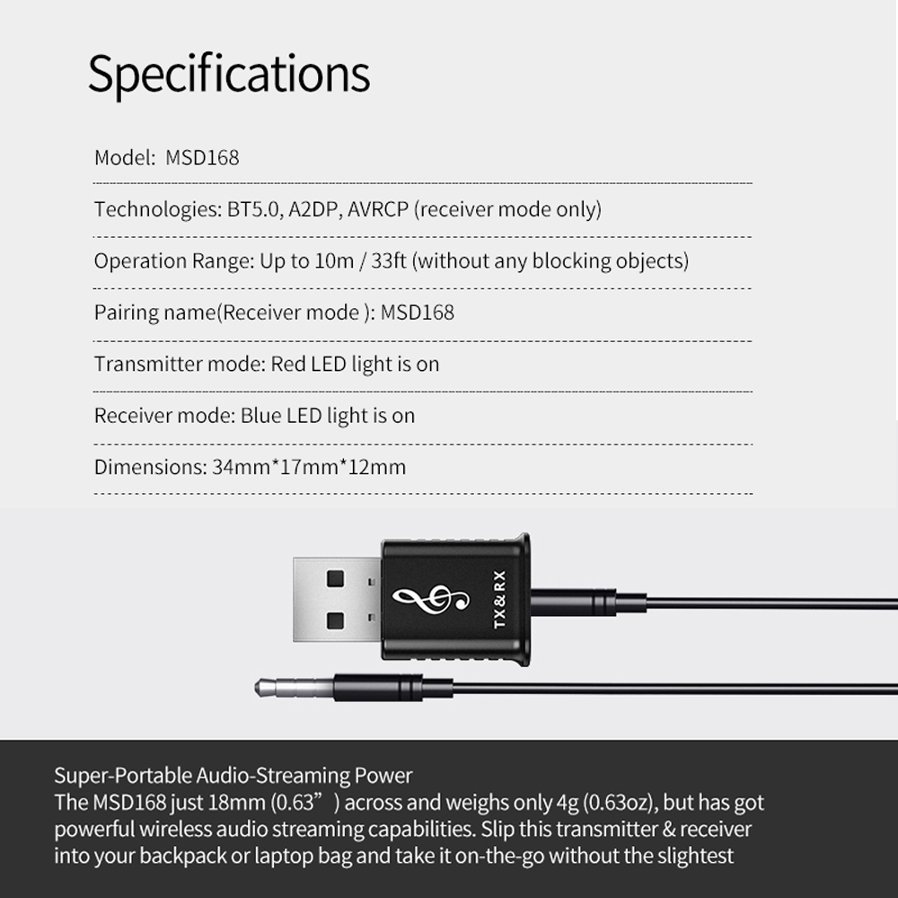 Usb Bluetooth 5.0 Không Dây Mini 4 Trong 1