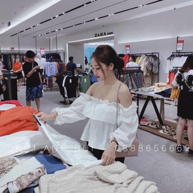 [Sẵn]Áo Trắng trễ vai 2 tầngFreeshipchất siu mát kèm video ảnh thật