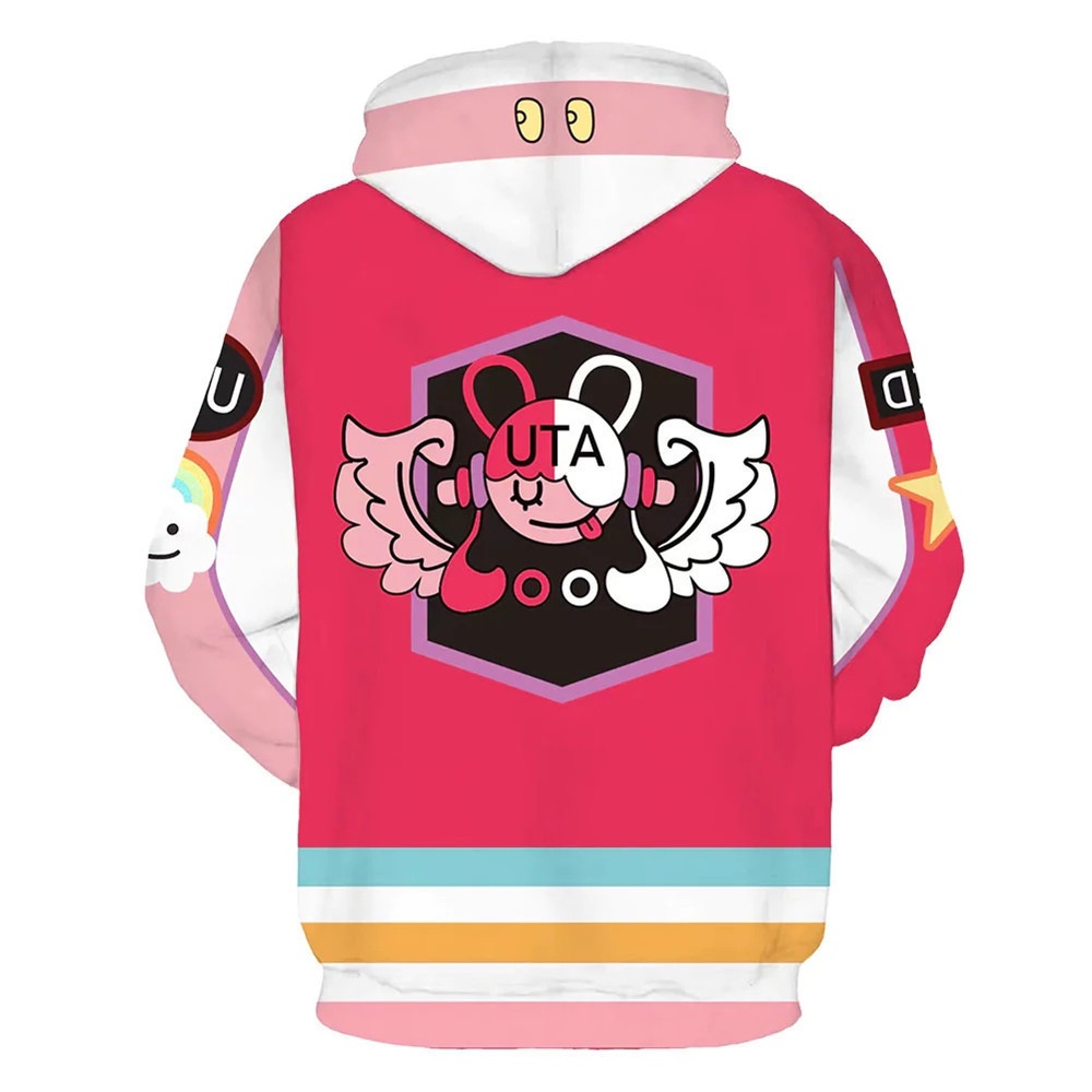 Áo Khoác Hoodie Có Khóa Kéo Hóa Trang Nhân Vật Uta 3D Trong Phim One Piece
