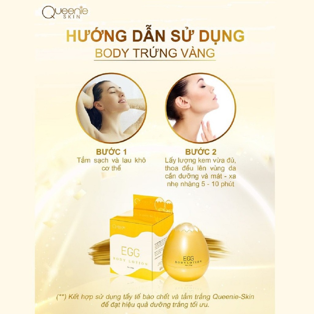 Kem body trứng vàng Queenie dưỡng trắng da Egg Body Lotion  250gr hàng chính hãng