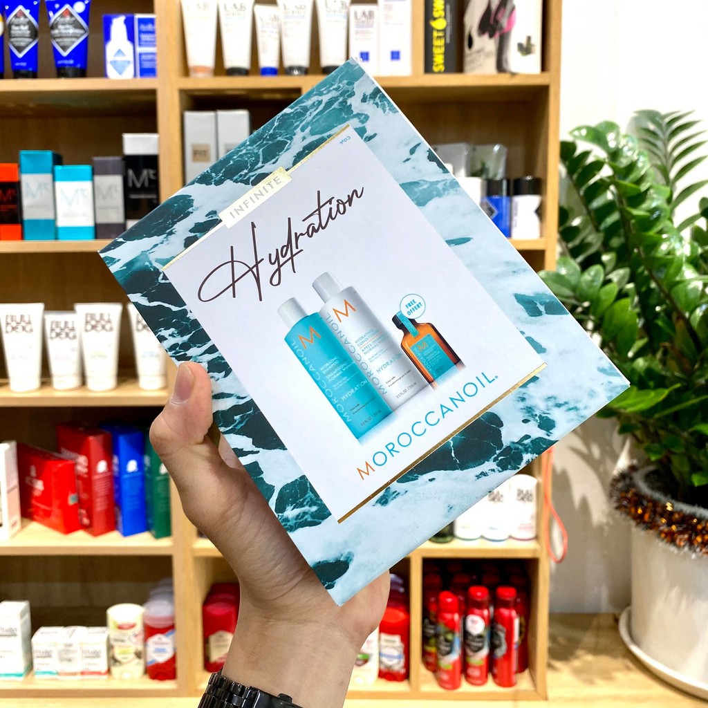 Gift Set Dầu Gội &amp; Xả Siêu Mượt Moroccanoil Hydrating 250ml + Tặng tinh dầu 25ml