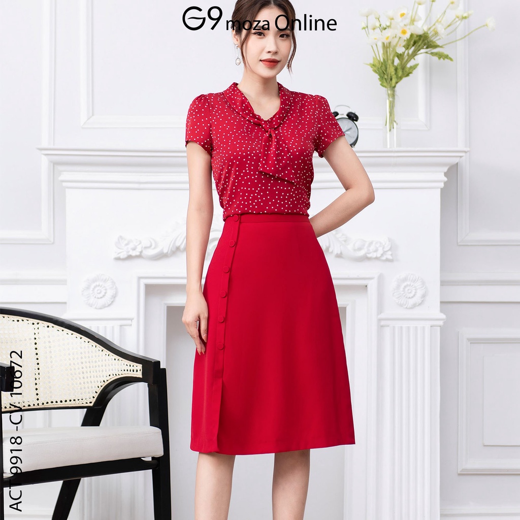 Áo sơ mi nữ công sở màu trendy G9moza chất liệu lụa mềm mại 9918-1