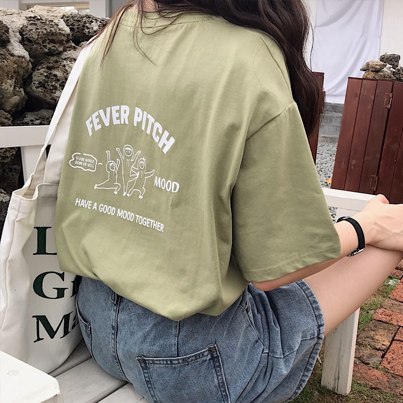 Áo thun SUXI tay ngắn cổ tròn dáng suông in chữ nhiều màu tùy chọn phong cách Hàn Quốc thời trang cho nữ