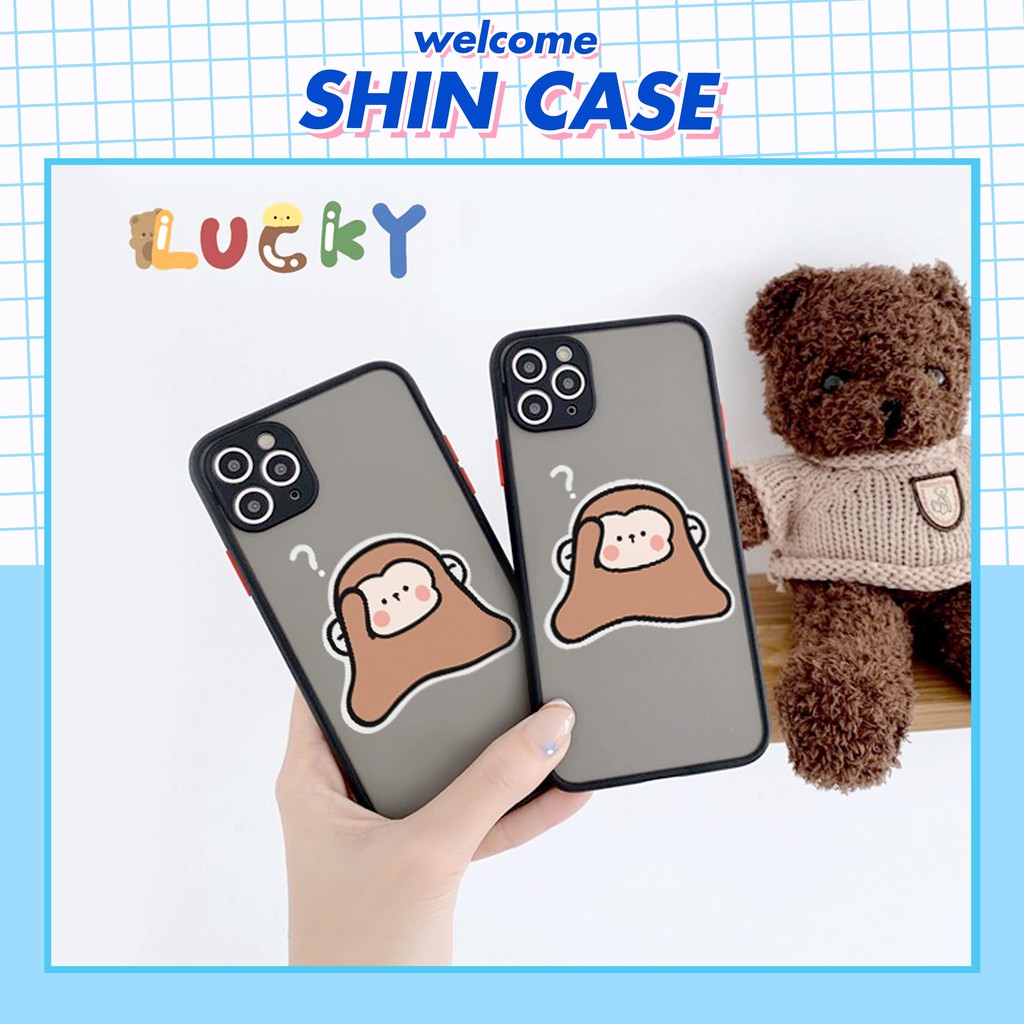 Ốp lưng iphone Khỉ HouHou nhám viền nổi cong 5/5s/6/6plus/6s/6splus/7/7plus/8/8plus/x/xr/xs/11/12/pro/max/plus/promax | BigBuy360 - bigbuy360.vn