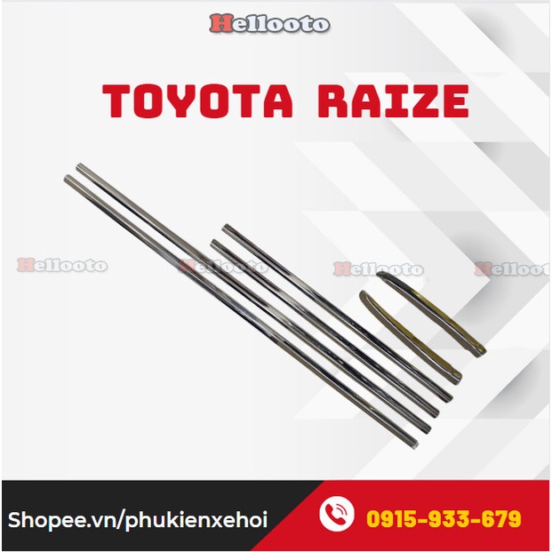 Viền Cong Kính + Chân Kính Inox Cho Xe Toyota Raize 2021 2022 Tặng Kèm Keo Tăng Dính Lắp Đặt Dễ Dàng