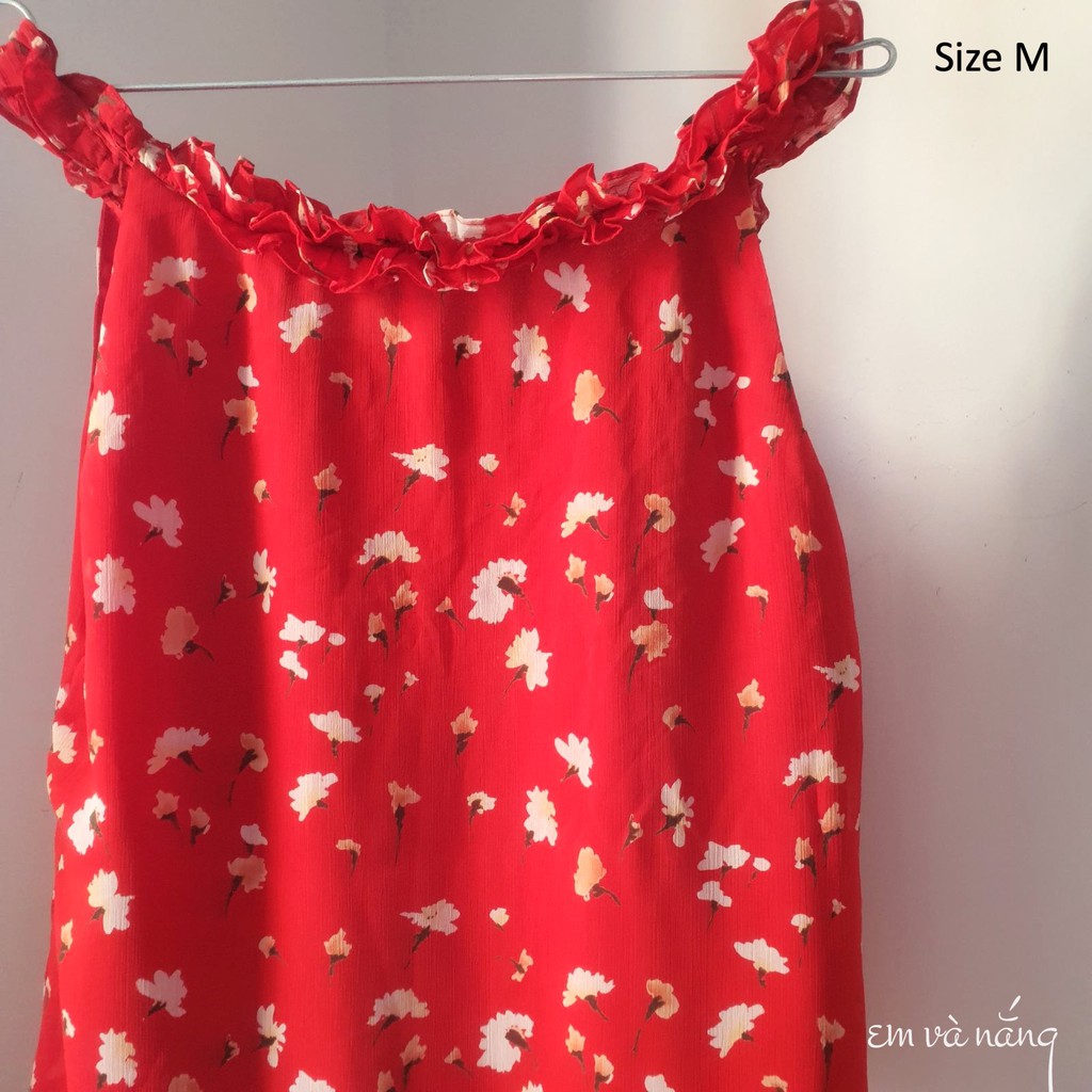 Áo hoa đỏ hở vai hiệu EnC vintage Nhật - Em và nắng | BigBuy360 - bigbuy360.vn