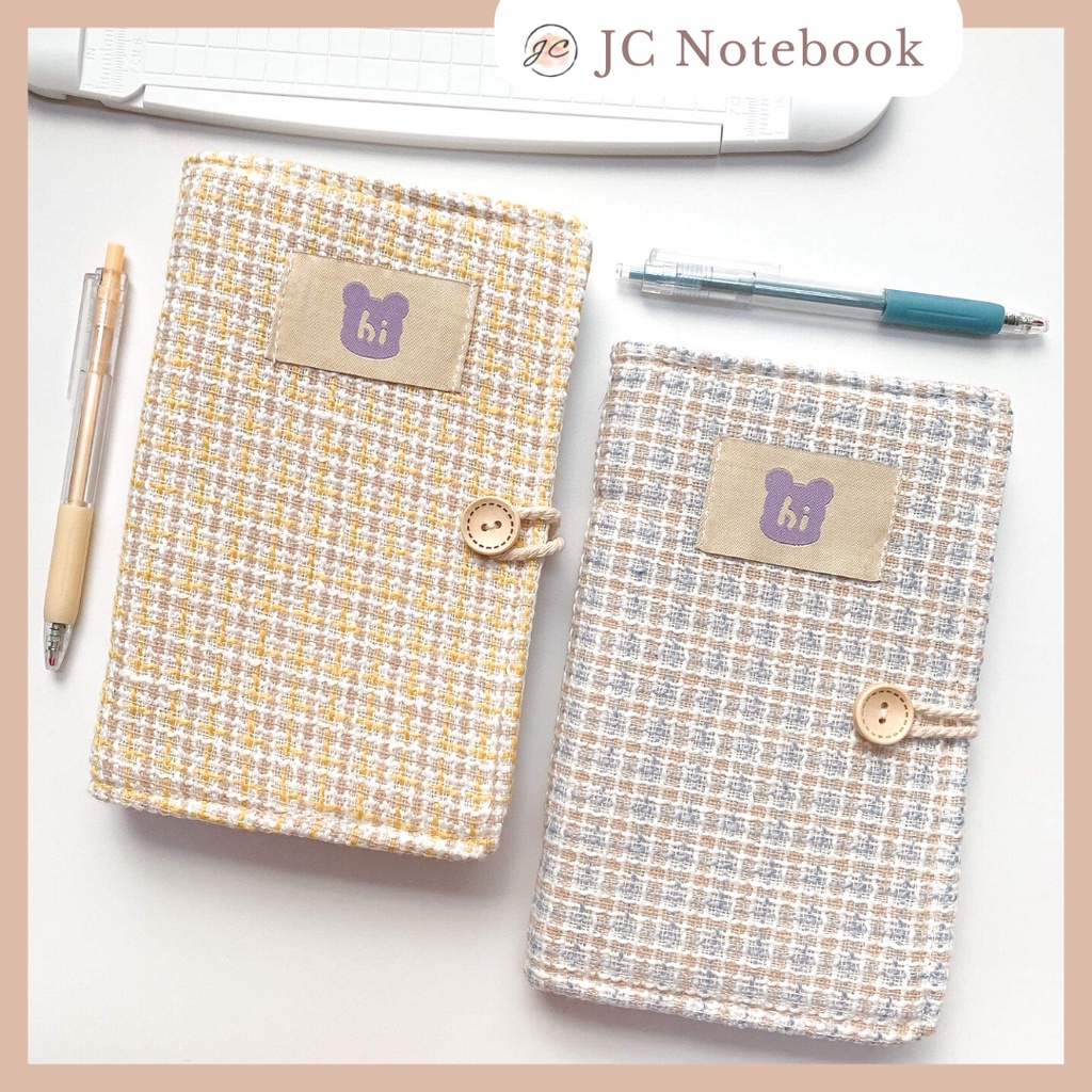 Sổ Còng Bullet Journal Bìa Vải Vintage A6 Có Chỗ Gắn Bút - Tặng Kèm 2 Xấp Giấy Ô Vuông Kẻ Ngang 100 Tờ