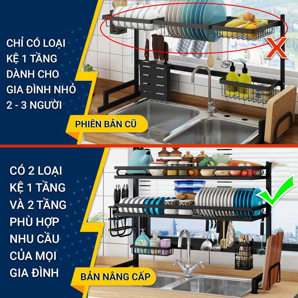 Kệ Để Chén Đĩa Thông Minh Trên Bồn Rửa Bát FALY Sơn Đen Tĩnh Điện Cao Cấp