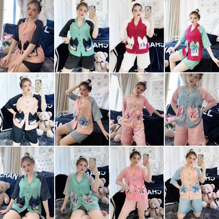 [Hình Thật]Đồ Bộ Nữ Mặc Nhà Pijama Satin Thái - Tay Ngắn Quần Ngắn Raglan Phối Tay Siêu Dễ Thương Form Chuẩn >60kg