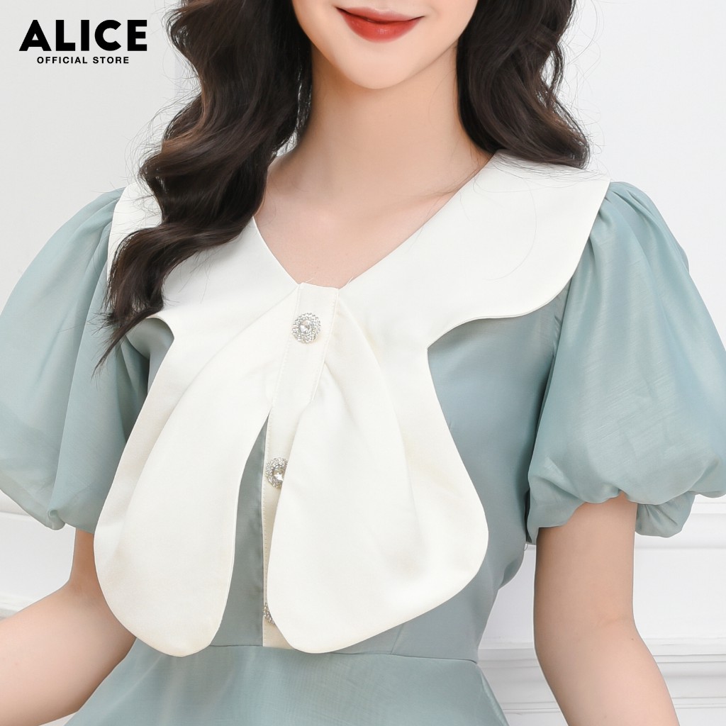 Đầm Thiết Kế Dự Tiệc ALICE Dáng Xòe Xếp Tầng Tay Bồng Nơ Ngực Sang Trọng Cho Nữ Dự Tiệc V697 | BigBuy360 - bigbuy360.vn