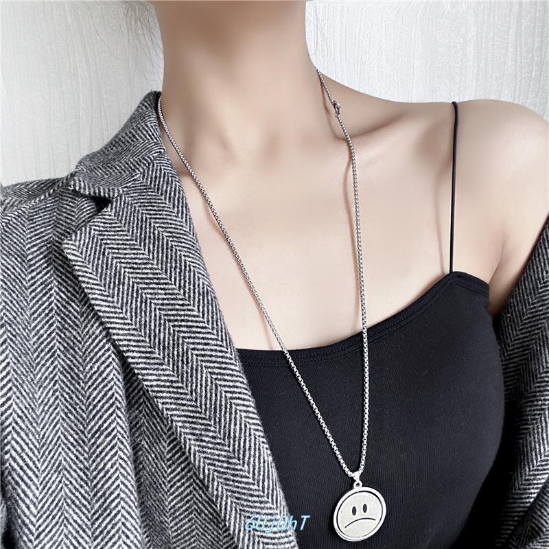 Vòng Cổ Dây Chuyền Nam Nữ UNISEX Không Gỉ Xoay 180 Độ 2 Mặt Gồm Mặt Cười + Mặt Buồn Cá Tính HipHop Basic Phụ Kiện VC-55