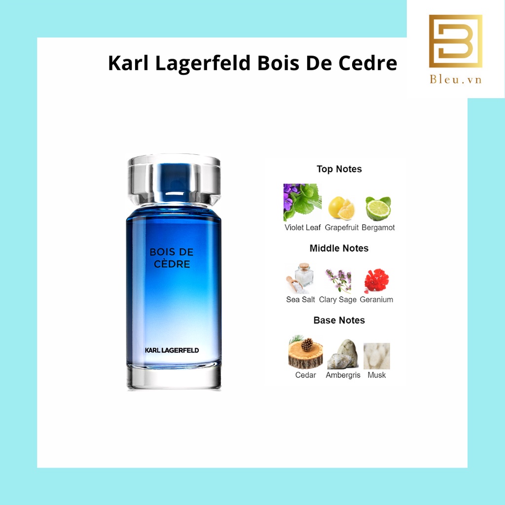 Nước hoa nam Karl Lagerfeld Bois De Cedre - Bois De Yuzu - Bois D'Ambre - Bois De Vetiver - Hamburg Alster Pour Homme