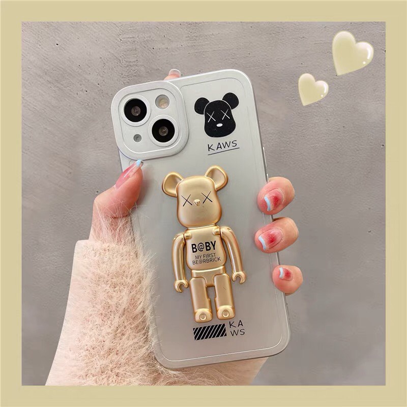Ốp lưng iPhone gấu BearBrick kiêm giá đỡ điện thoại 7p,8p,X,Xs,XsMax, 11,11Pro Max,12Promax,13,13ProMax