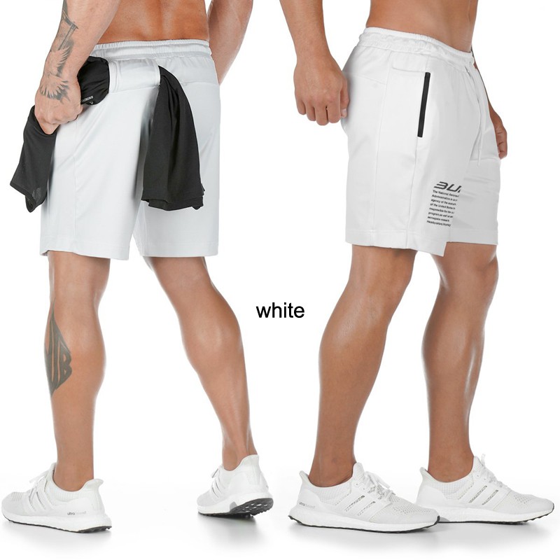 Quần short tập thể dục vải nhanh khô có túi tiện dụng cho nam