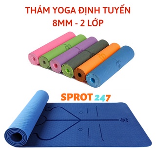 Thảm tập yoga , thảm tập gym chống trượt định tuyến tập thể dục tại nhà 2 lớp 6mm - 8mm