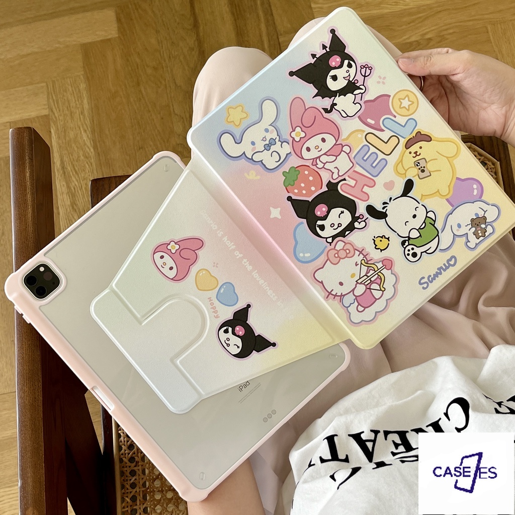 SANRIO Ốp Máy Tính Bảng Silicon Có Vòng Xoay Cho iPad 2019 10.2 air 4 10.9 9.7 Inch Pro 11 18 8th Gen 17