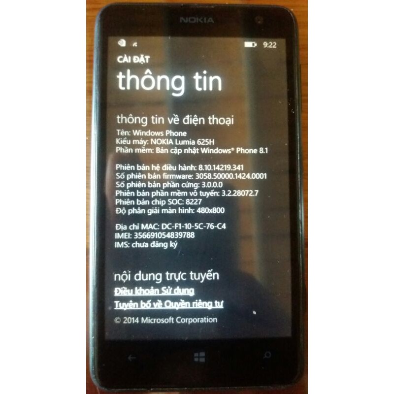 Điện thoại Nokia Lumia 625H