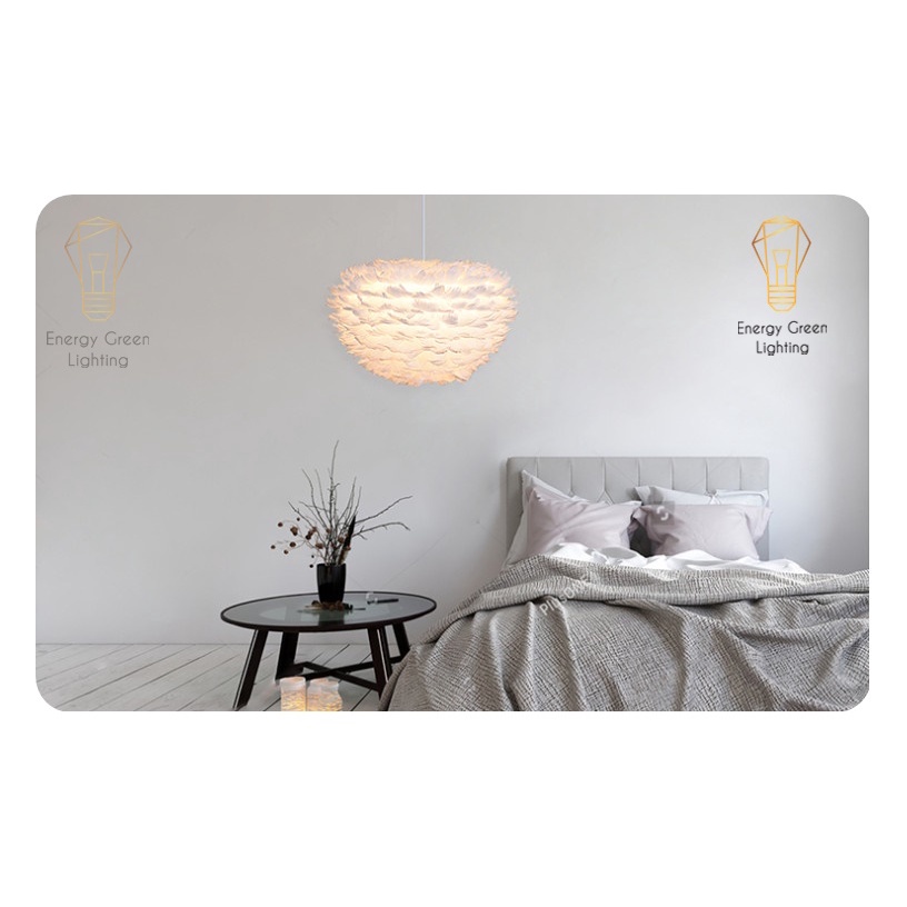 Đèn Chùm Mây lông Vũ Bắc Energy Green Lighting ÂU Decor  TN329 ( Loại Cỡ Vừa 45cm) - 3 Chế Độ Ánh Sáng - SỬ DỤNG 3 ĐUi