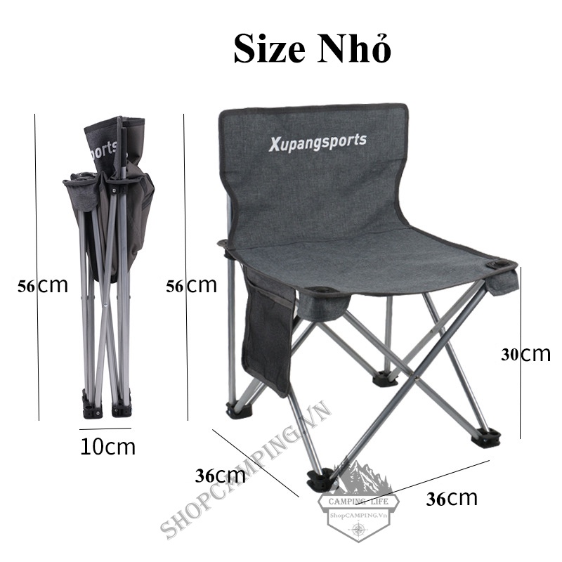 Ghế xếp gấp gọn kèm túi đựng, Ghế dã ngoại cắm trại vải dù khung nhôm cao cấp đế cao su | BigBuy360 - bigbuy360.vn