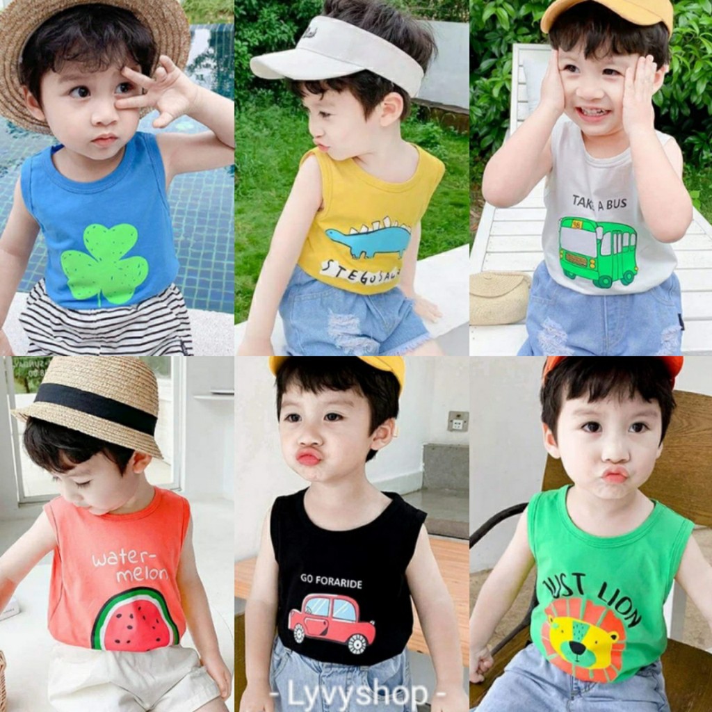 Lyvyshop - (Cotton SG chính phẩm) Áo sát nách bé trai, bé gái từ 09-25kg