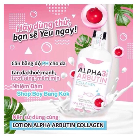 Sữa tắm trắng alpha albutin 3+ xuất xứ thái lan