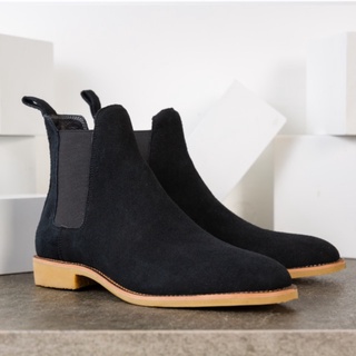 Giày Chelsea Boot nam chất liệu da lộn màu đen, đế cao su non đúc nguyên khối êm chân, kiểu dáng cao cổ thời trang