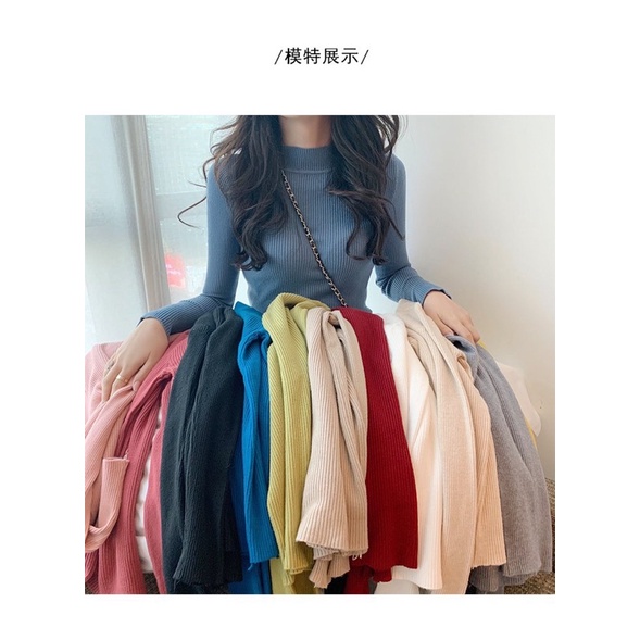 Áo len nữ gân tăm cổ cao 3cm nhiều màu freesize dáng ôm từ 40 đến 70kg