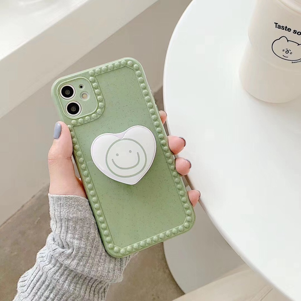 Ốp điện thoại mềm màu kẹo in hình trái tim có giá đỡ cho IPHONE XSMAX 11 11PROMAX 7 8+ XR | BigBuy360 - bigbuy360.vn