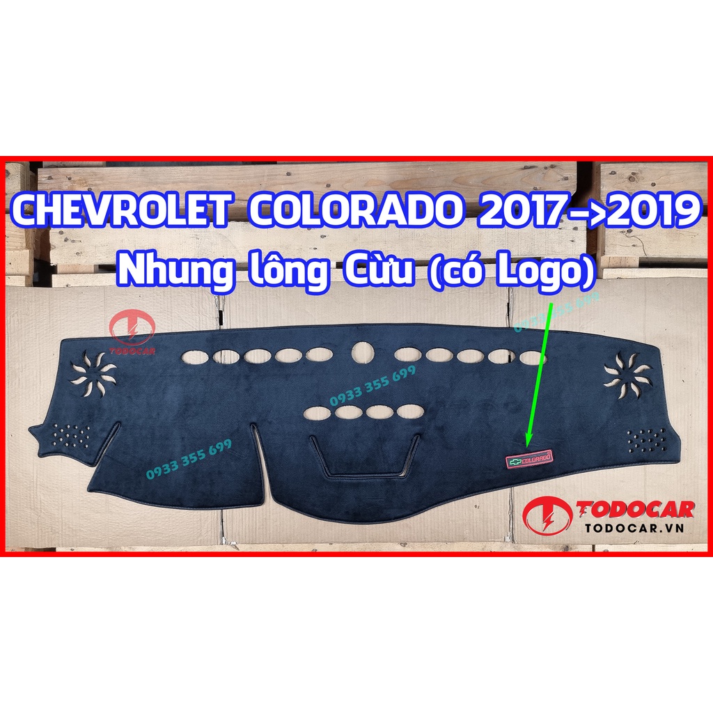 Thảm Taplo CHEVROLET COLORADO bằng Nhung lông Cừu, Da vân Carbon, Da vân Gỗ 2012 2013 2014 2015 2016 2017 2018 2019