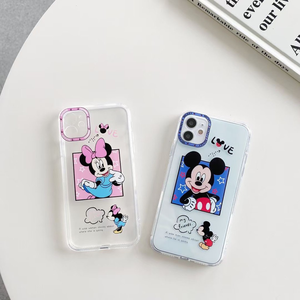Ốp điện thoại mềm màu neon họa tiết Mickey Minnie cho iPhone12 12mini 12promax11 11Promax 7Plus 8 8+ XS XR XSmax