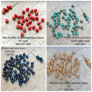 Pha lê trơn lỗ lệch ánh kim 6mm _ Nguyên liệu trang sức handmade