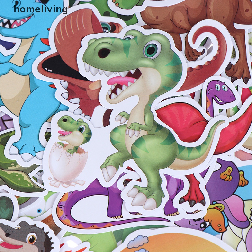 Bộ 50 Miếng Dán Họa Tiết Khủng Long Hoạt Hình Trang Trí Sổ Tay / Vali / laptop