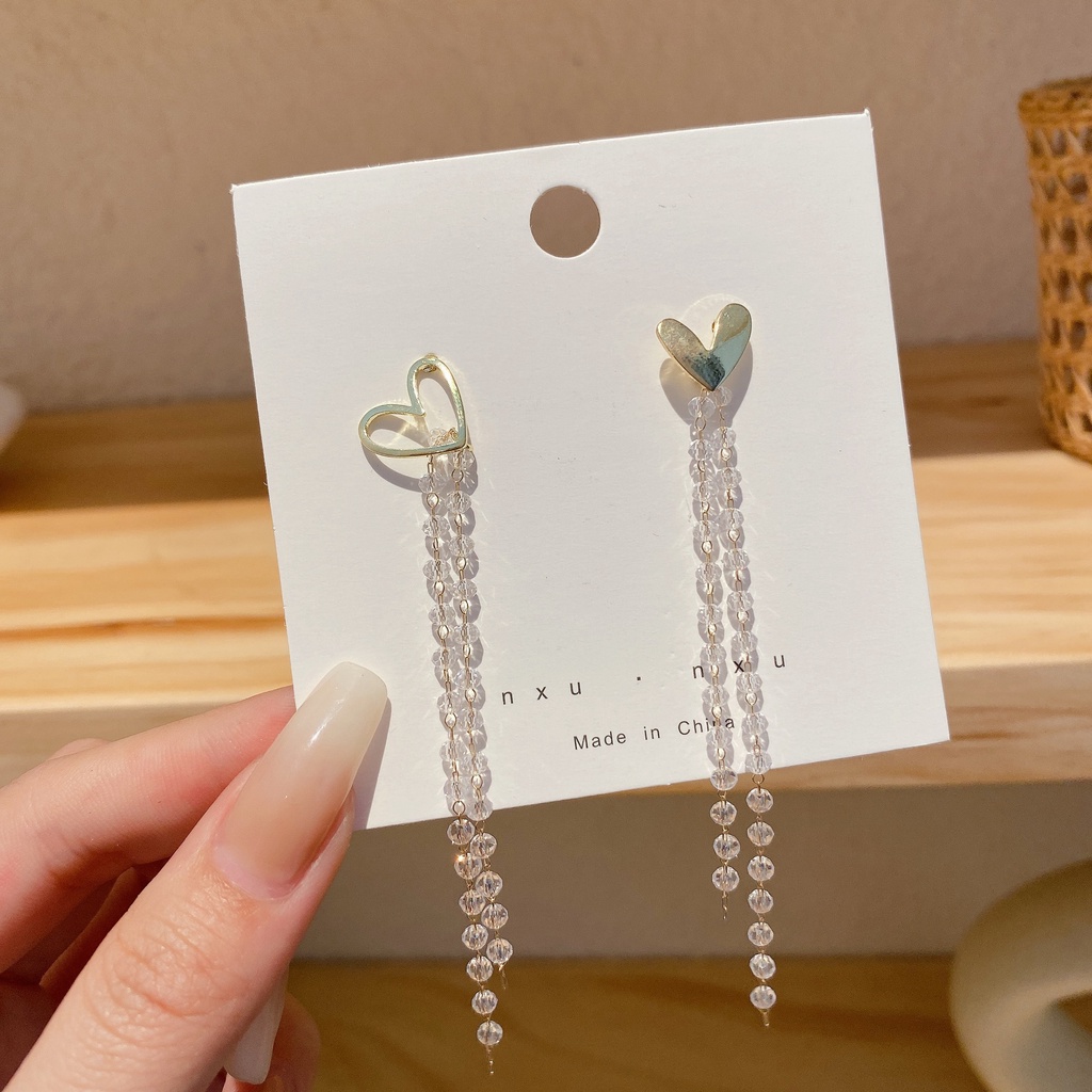 Bông Tai Dạng Xỏ Mạ Bạc 925 Tua Rua Đính Hạt Ngọc Trai Chất Lượng Cao Phong Cách Pháp Thời Trang Cho Nữ