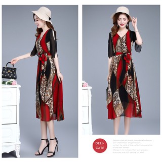 ĐẦM LỤA HOẠ TIẾT TAY KHOÉT VAI