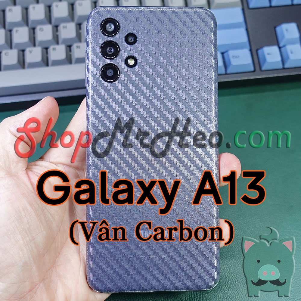 Skin Dán Mặt Sau Lưng Vân 3D Samsung Galaxy A13 (Carbon, Hình Hộp, Nhám, Vân Da)