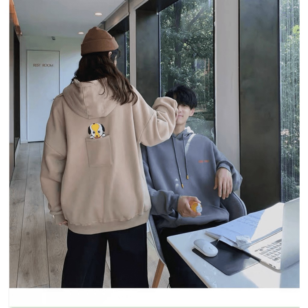 ÁO KHOÁC HOODIE NAM NỮ CÚN NHỎ TÚI LƯNG SIÊU CUTE SIÊU ĐẸP