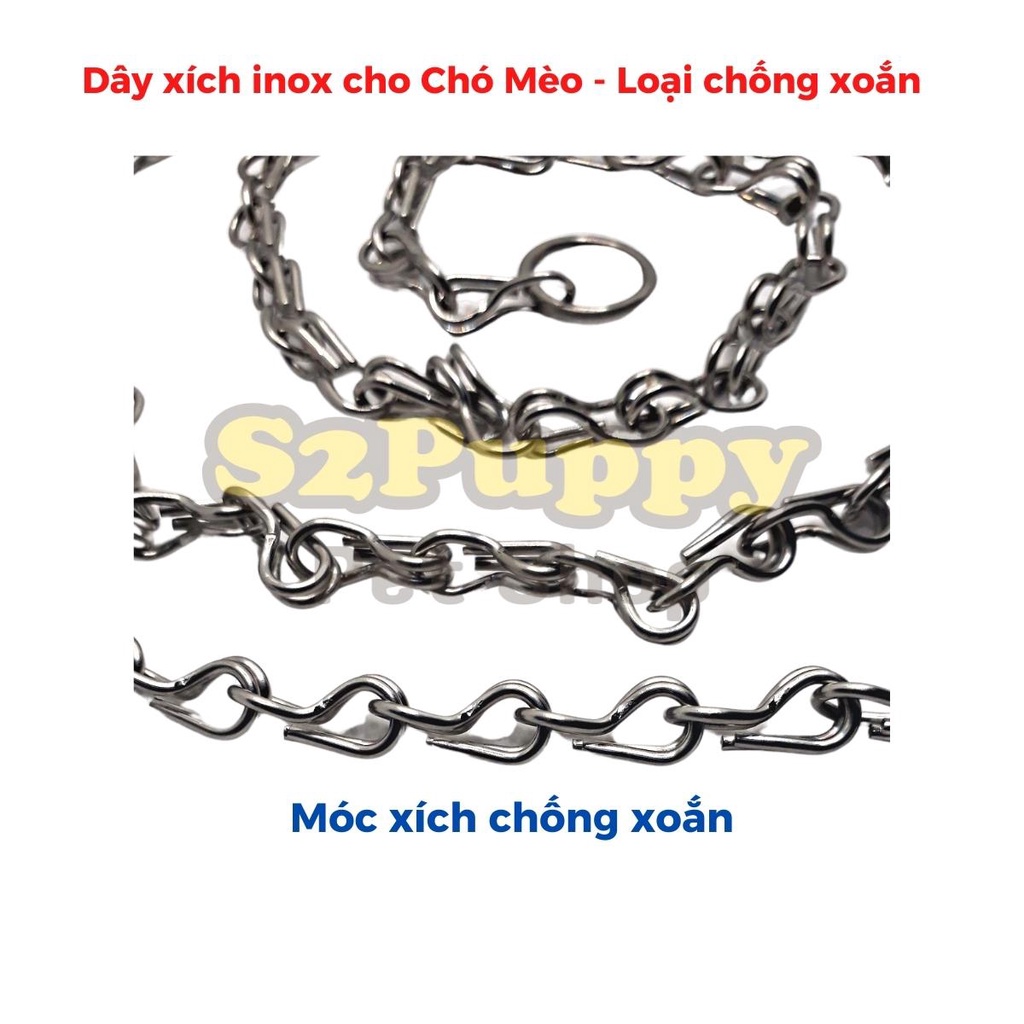 Dây xích inox cho Chó mèo không ghỉ chống xoắn - Xích chó mèo inox