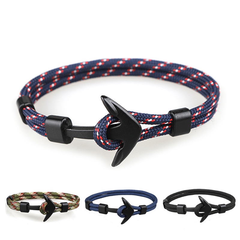 Vòng Tay Dây Bện Mặt Hình Mỏ Neo Thời Trang Cho Nam Nữ