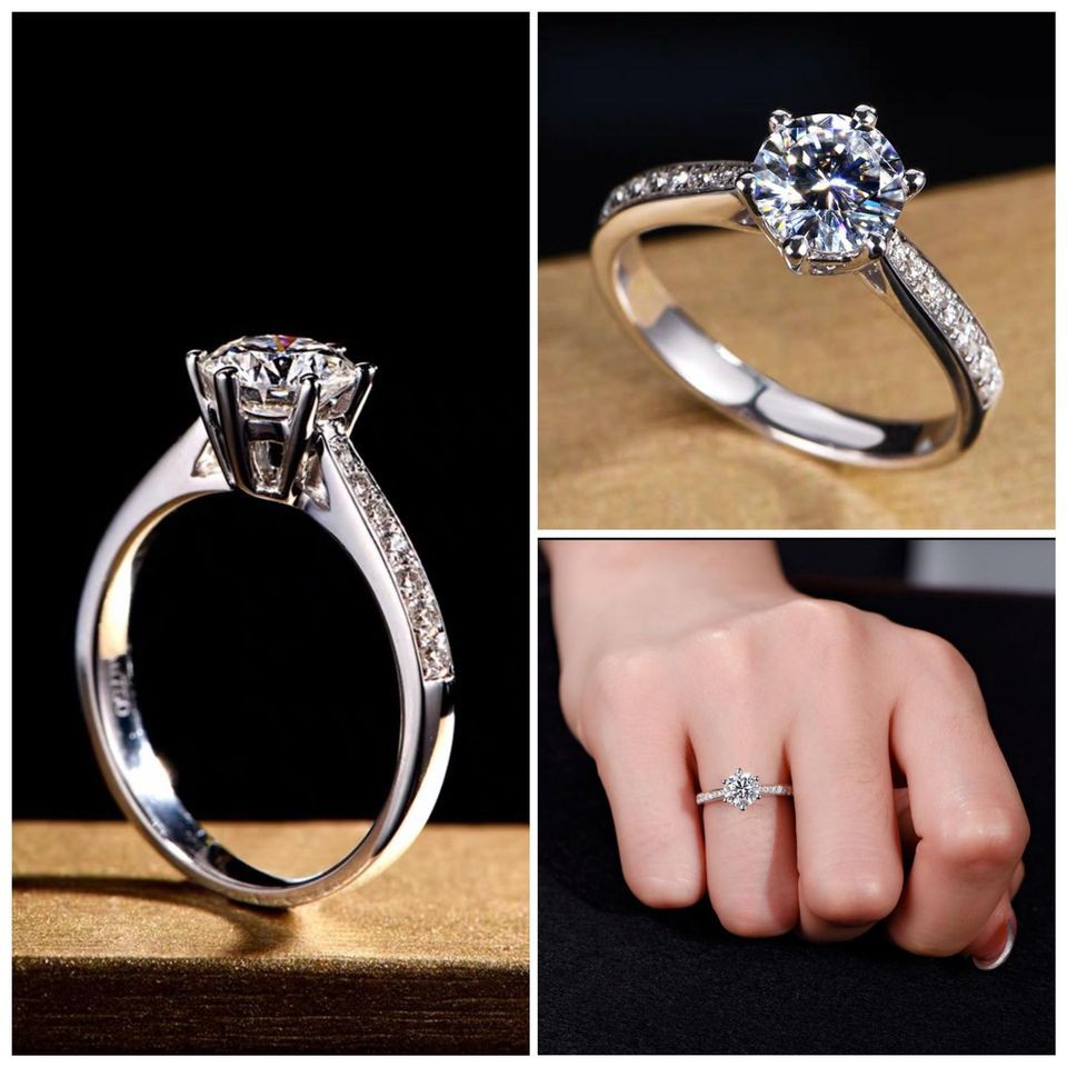 Nhẫn bạc Ý 925 mạ vàng trắng nữ đính đá ổ 6 chấu cao cấp DUYSON SILVER