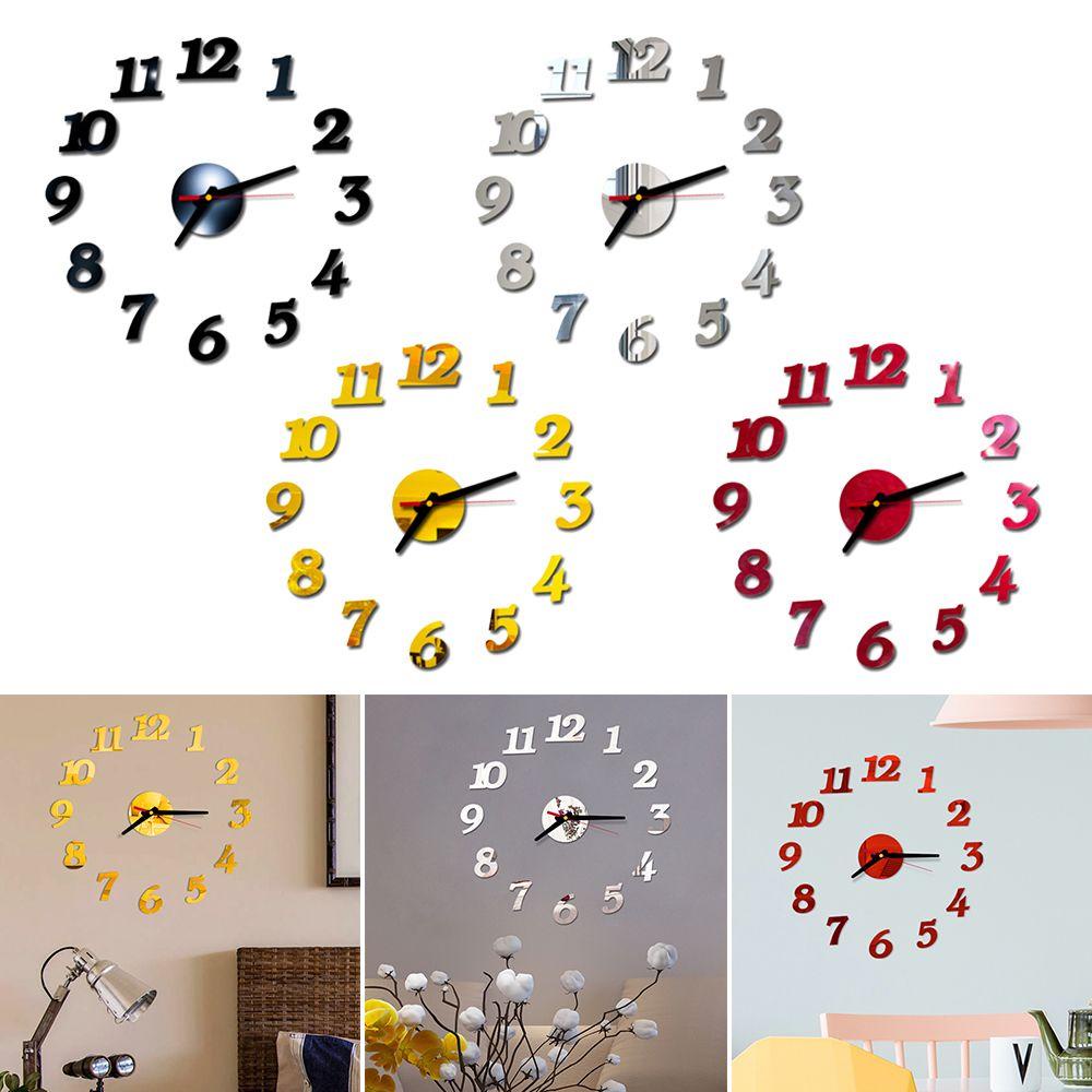 Đồng Hồ 3D Dán Tường Tự Dính Không Ồn Trang Trí Nhà Cửa Phong Cách Hiện Đại