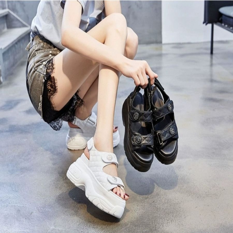 GIÀY SANDAL ĐẾ GỒ QUAI DÁN HÀNG XỊN FULLBOX,SANDAL ĐẾ CAO 7CM SIÊU XINH✨✨✨✨