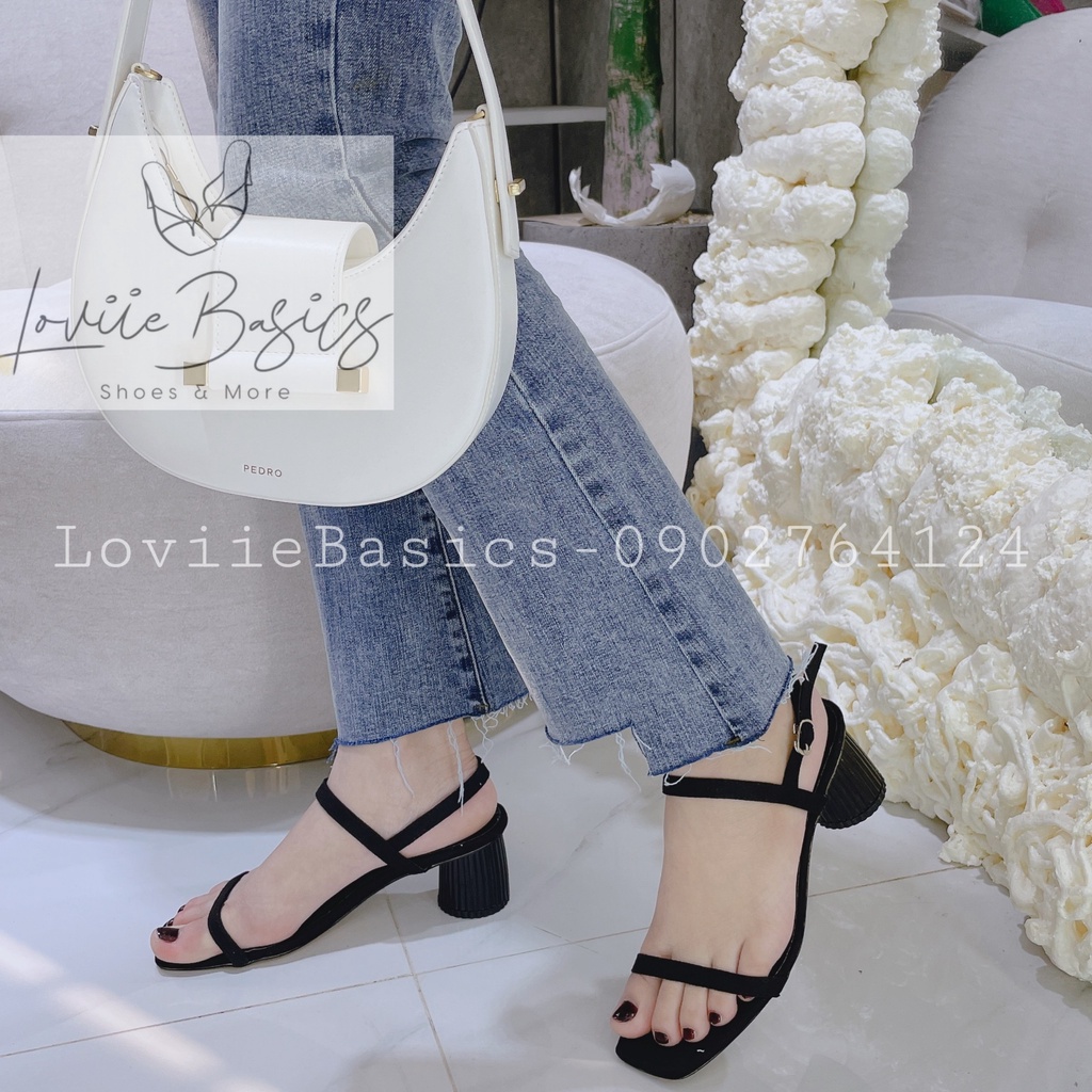 SANDAL CAO GÓT LOVIIE BASICS THỜI TRANG - GIÀY CAO GÓT ĐẾ VUÔNG 5 PHÂN GÓT SỌC G190477