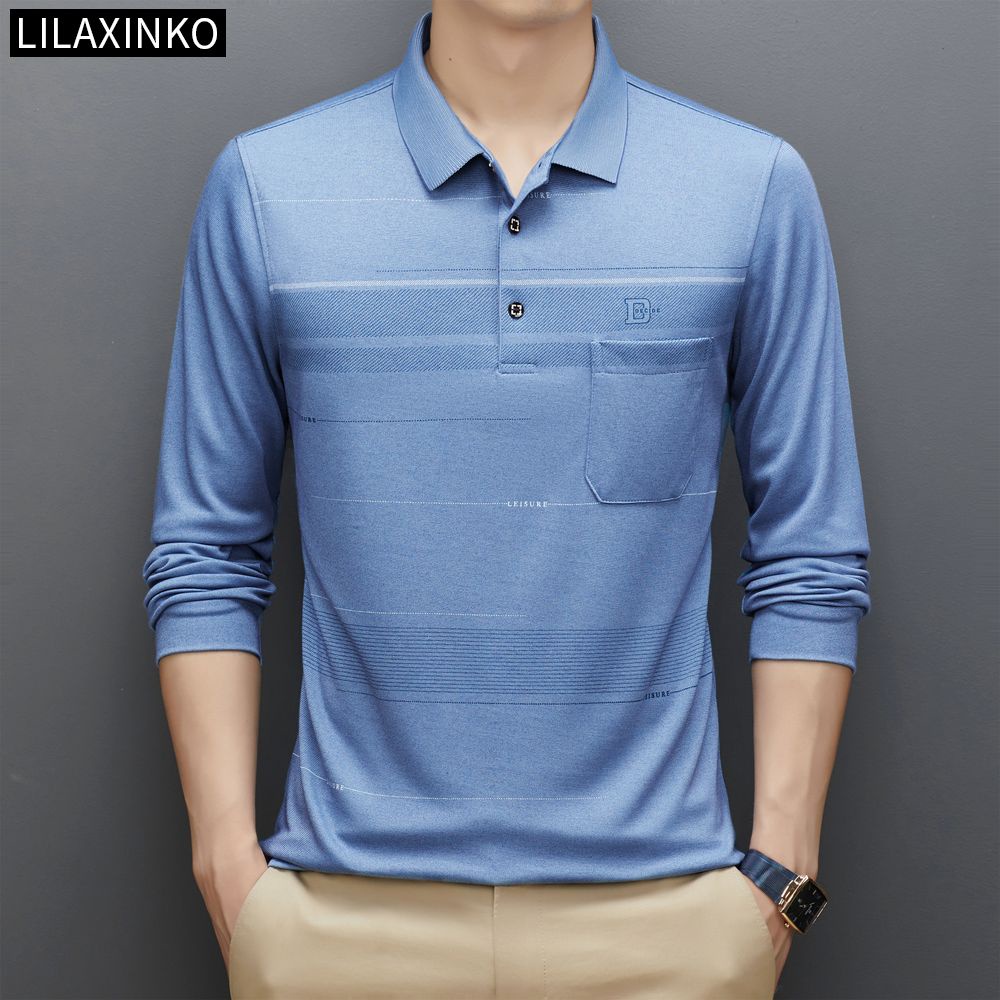 Áo Thun Polo Cotton Tay Dài Kẻ Sọc 3 Màu Thời Trang Thu Đông Cho Nam