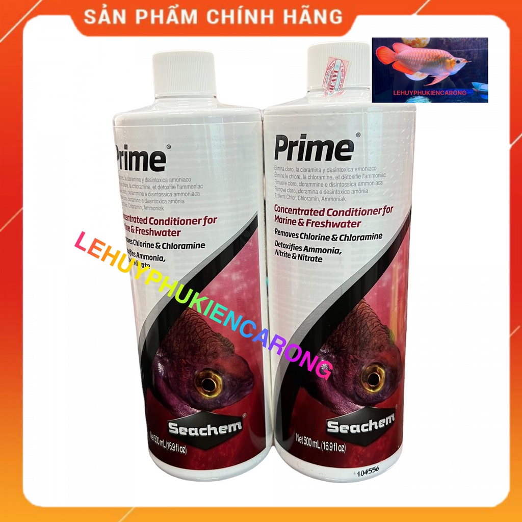 Seachem Prime Chai 500ml Dung Dịch Khử Nước TOÀN DIỆN Cho Bể Cá Cảnh - Có Tem Chính Hãng