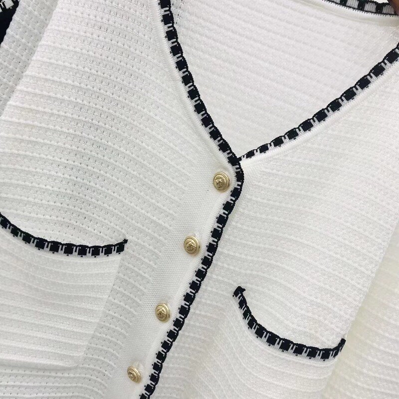 Áo cardigan dài tay cổ V crotop sơ mi dệt kim phối cúc cao cấp
