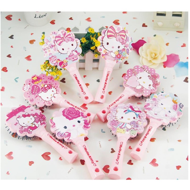Lược massage Hello Kitty PINK040-4 Pink Xinh Decor cho bé gái dành cho tóc xoăn bộ chăm sóc tóc