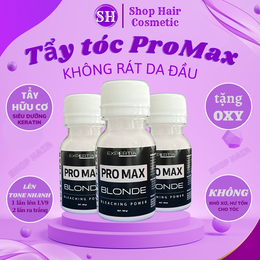 Thuốc tẩy tóc ProMax, Bột tẩy tóc cao cấp không xót da đầu, tặng kèm oxy trợ nhuộm và gang tay - Shop Hair